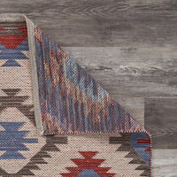 3? x 5? Red and Blue Geometric Diamonds Area Rug