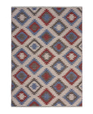 3? x 5? Red and Blue Geometric Diamonds Area Rug