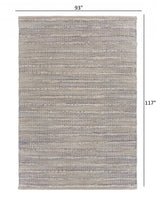 8? x 10? Blue and Cream Braided Jute Area Rug