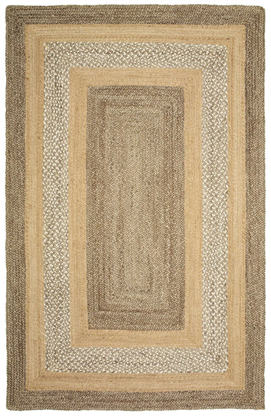 8? x 10? Tan and Beige Bordered Area Rug