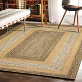 8? x 10? Tan and Beige Bordered Area Rug