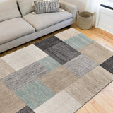 5? x 7? Beige and Black Modern Blocks Area Rug