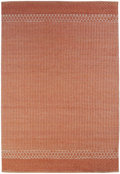 5? x 8? Orange and White Thin Striped Area Rug