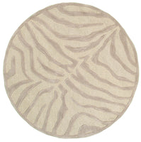 3? Round Taupe Zebra Pattern Area Rug