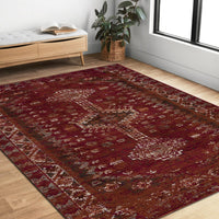 5? x 8? Deep Red Traditional Area Rug