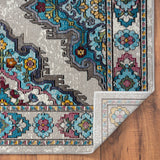 5? x 8? Blue Traditional Floral Motifs Area Rug