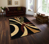 8? x 10? Black Abstract Geometric Area Rug