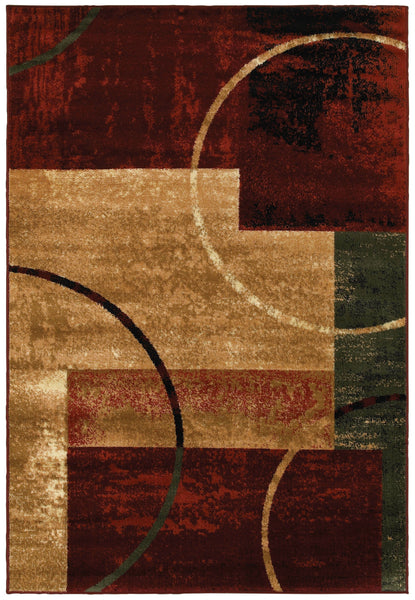 5? x 7? Red and Brown Geometric Area Rug