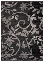 5? x 7? Black Filigree Vines Area Rug