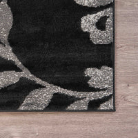 5? x 7? Black Filigree Vines Area Rug