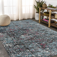 5? x 8? Blue Chaotic Strokes Area Rug