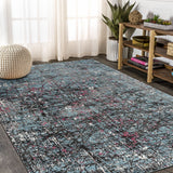 5? x 8? Blue Chaotic Strokes Area Rug