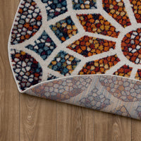 7? Round Multicolored Floral Mosaic Area Rug