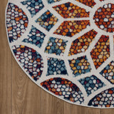 7? Round Multicolored Floral Mosaic Area Rug