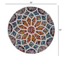 7? Round Multicolored Floral Mosaic Area Rug