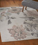 5? x 7? Ivory Blooming Rose Area Rug