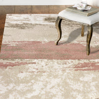 5? x 7? Blush and Beige Abstract Strokes Area Rug