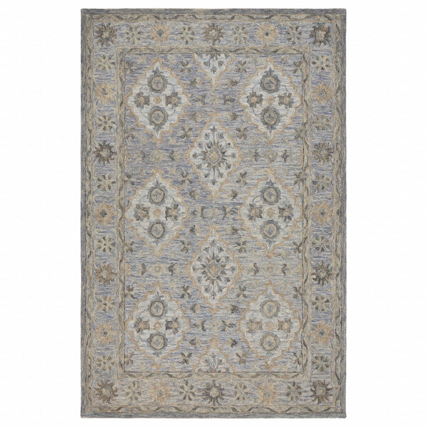 9? x 12? Blue and Tan Traditional Area Rug