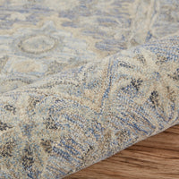 9? x 12? Blue and Tan Traditional Area Rug