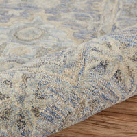 9? x 12? Blue and Tan Traditional Area Rug