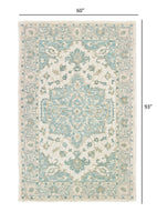 5? x 8? Turquoise and Cream Medallion Area Rug