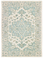 5? x 8? Turquoise and Cream Medallion Area Rug