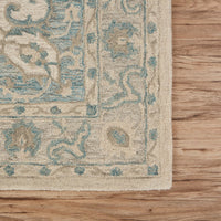 5? x 8? Turquoise and Cream Medallion Area Rug