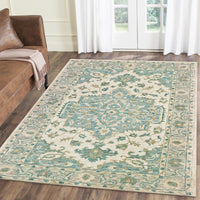 5? x 8? Turquoise and Cream Medallion Area Rug