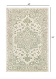 8? x 10? Green and Cream Medallion Area Rug