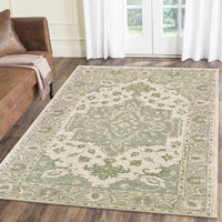 8? x 10? Green and Cream Medallion Area Rug