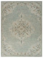 5? x 8? Blue and Beige Flor Medallion Area Rug