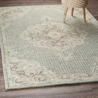 5? x 8? Blue and Beige Flor Medallion Area Rug