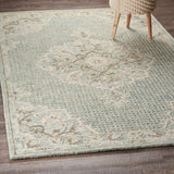 5? x 8? Blue and Beige Flor Medallion Area Rug