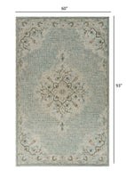 5? x 8? Blue and Beige Flor Medallion Area Rug