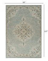 5? x 8? Blue and Beige Flor Medallion Area Rug