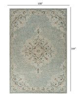 5? x 8? Blue and Beige Flor Medallion Area Rug