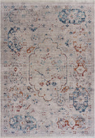 5? x 8? Ivory Distressed Floral Area Rug