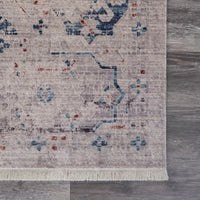 5? x 8? Ivory Distressed Floral Area Rug