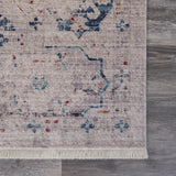 5? x 8? Ivory Distressed Floral Area Rug