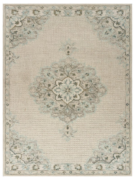 5? x 8? Ivory Distressed Floral Area Rug