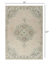 5? x 8? Ivory Distressed Floral Area Rug