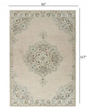 5? x 8? Ivory Distressed Floral Area Rug