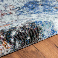 5? x 8? Blue and White Abstract Ocean Area Rug