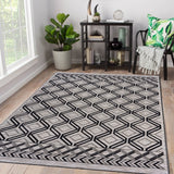 5? x 7? Black Geometric Indoor Outdoor Area Rug