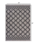 5? x 7? Black Geometric Indoor Outdoor Area Rug