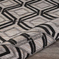 5? x 7? Black Geometric Indoor Outdoor Area Rug