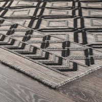 5? x 7? Black Geometric Indoor Outdoor Area Rug