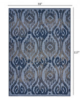 8? x 10? Blue Ogee Pattern Indoor Outdoor Area Rug