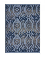 8? x 10? Blue Ogee Pattern Indoor Outdoor Area Rug