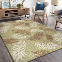 8? x 10? Tan Tropical Sprigs Indoor Outdoor Area Rug